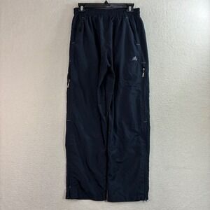 Y2K Adidas Track Pants Men L Blue Gray Baggy Windbreaker Sweatpants Ankle Zip